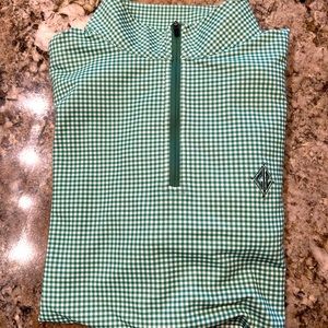 Peter Miller Quarter Zip Size Medium in Green/White Pattern